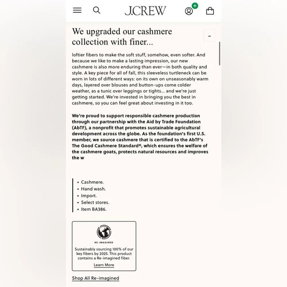 J. CREW NWOT‎ Cashmere Sleeveless Turtleneck Tunic in Ivory - Picture 11 of 11